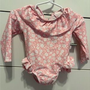 Pink Floral Long Sleeve Baby Swim Suit